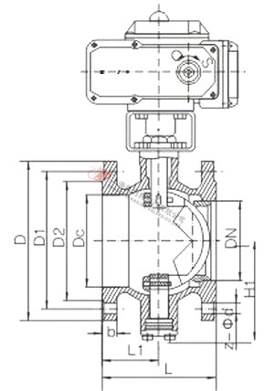 VQ947(H/FY)法蘭式電動V型球閥結構圖