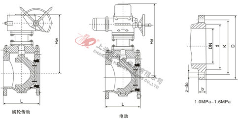 PQ340F/Y/H上裝式偏心半球閥外形結構圖