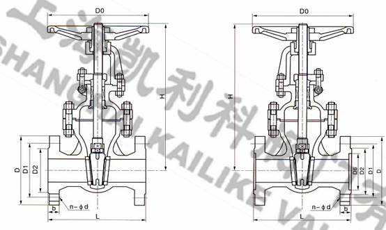 Z41W不銹鋼閘閥外形結構圖