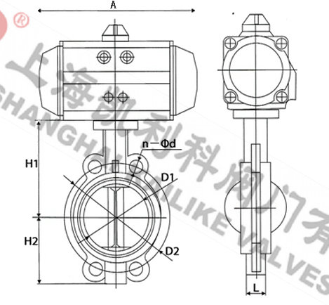 D671X氣動蝶閥外形結構圖