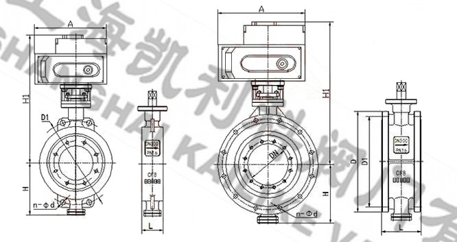 D973H電動(dòng)硬密封蝶閥外形結(jié)構(gòu)圖