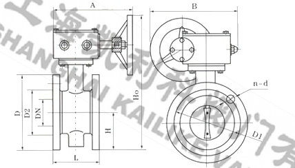 D341X法蘭式蝶閥外形結(jié)構(gòu)圖