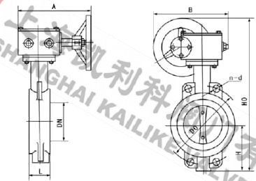 D371X軟密封蝶閥外形結(jié)構(gòu)圖