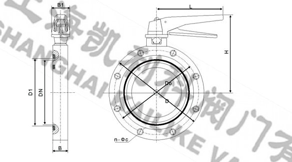 GI不銹鋼高真空蝶閥外形結構圖
