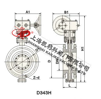 D343H三偏心法蘭硬密封蝶閥外形結構圖