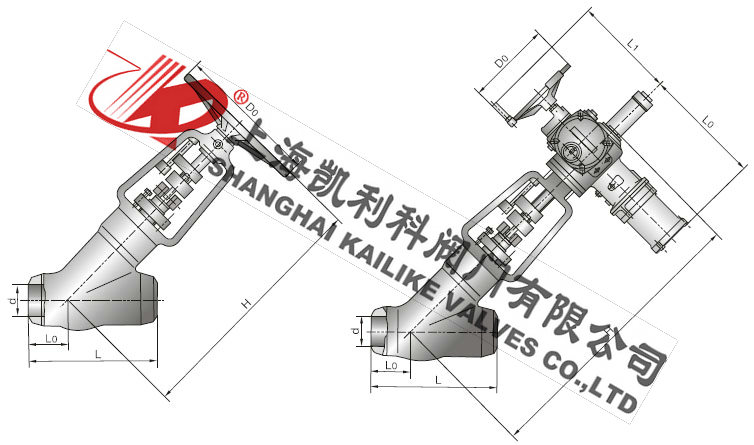 J65Y-磅級Y型截止閥外形結(jié)構(gòu)圖