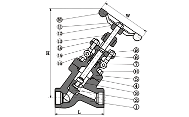 J65Y-Y型自密封截止閥外形結構圖