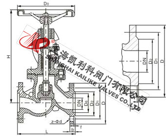 J41H手動法蘭截止閥外形結構圖