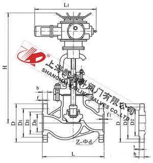 J941H電動截止閥外形結(jié)構(gòu)圖
