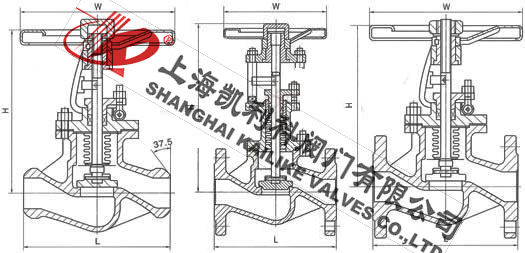 WJ41H蒸汽高溫截止閥外形結(jié)構(gòu)圖