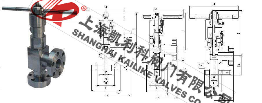 J44Y高壓角式截止閥外形結構圖