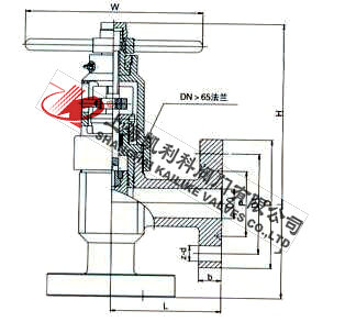 L/J47Y高壓平衡角式截止閥外形結(jié)構(gòu)圖