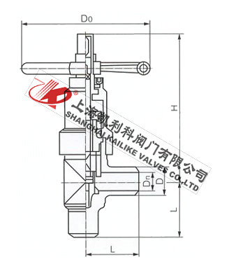 L/J67Y平衡角式截止閥外形結(jié)構(gòu)圖