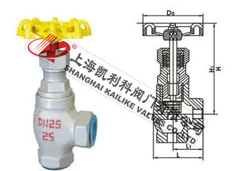 J14B內(nèi)螺紋角式氨用截止閥外形結(jié)構(gòu)圖
