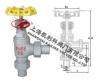 J24B外螺紋角式氨用截止閥外形結(jié)構(gòu)圖