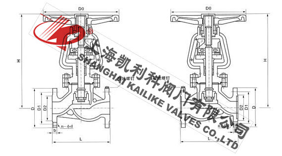 JY41W氧氣截止閥外形結構圖