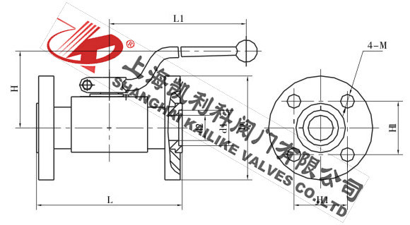 JQH法蘭式高壓球芯截止閥外形結構圖