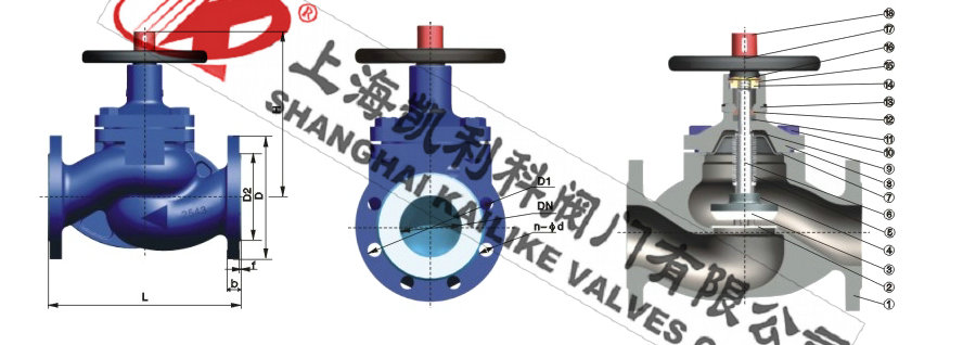 WJ41H暗桿波紋管截止閥外形結構圖
