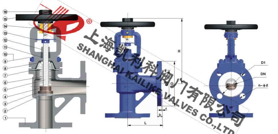 WJ44H角式波紋管截止閥外形結(jié)構(gòu)圖