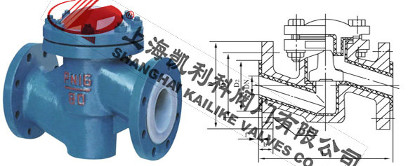 H41F46襯氟法蘭止回閥外形結構圖