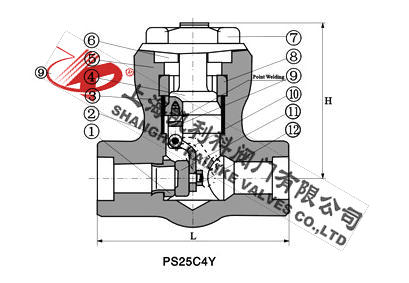 H64Y自密封止回閥外形結(jié)構(gòu)圖