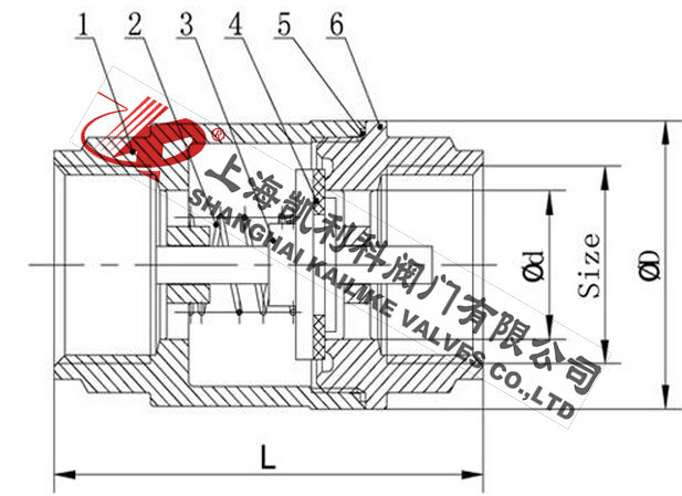 H12W立式內螺紋止回閥外形結構圖
