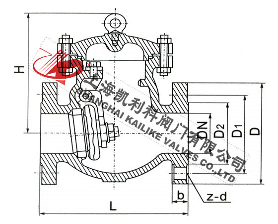 DH44Y低溫旋啟式止回閥外形結構圖