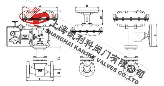 ZJHPF46氣動襯氟單座調節閥外形結構圖
