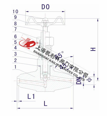 J61Y-40P-64P-160P-320P不銹鋼高壓針型閥外形結構圖