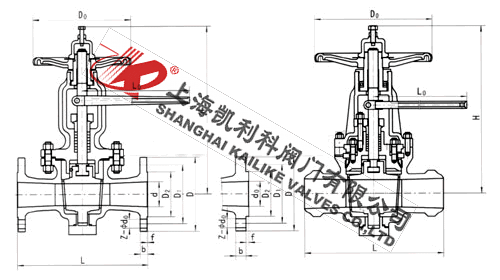 X47H提升式金屬密封旋塞閥外形結構圖
