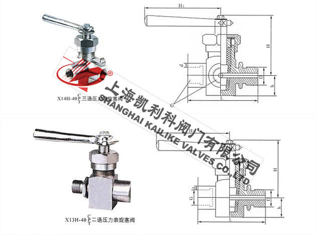 X14H二通壓力表旋塞閥外形結構圖
