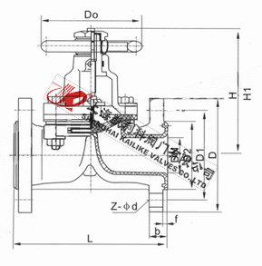 G41J直通式襯膠隔膜閥外形結(jié)構(gòu)圖