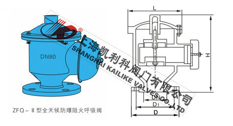ZFQ-1防爆阻火呼吸閥外形結構圖
