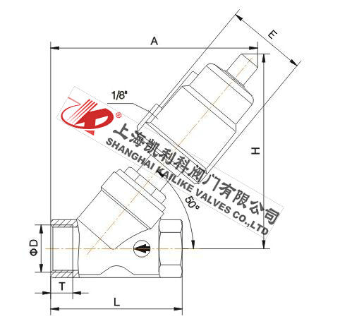 JF2000蒸汽氣動角座閥外形結構圖