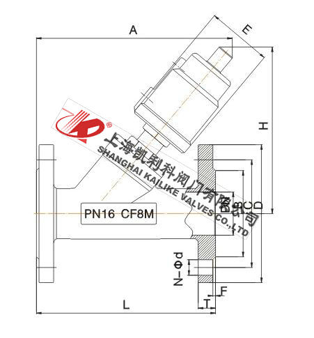 JF2000全不銹鋼法蘭氣動(dòng)角座閥外形結(jié)構(gòu)圖