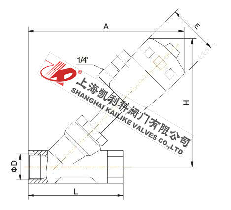 JF2000內(nèi)螺紋氣動(dòng)角座閥外形結(jié)構(gòu)圖