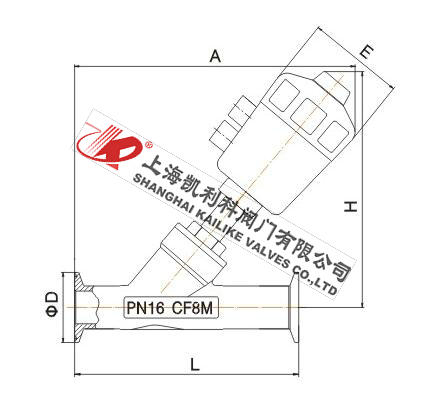 JF2000衛生級氣動角座閥外形結構圖