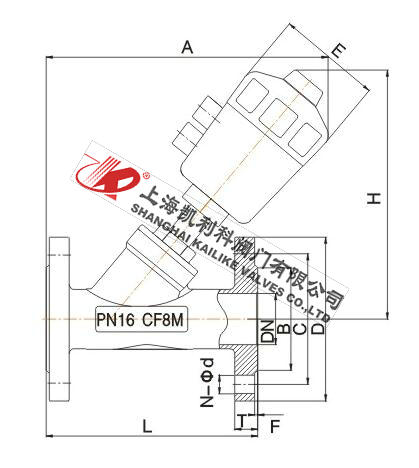 JF2000法蘭氣動角座閥外形結(jié)構(gòu)圖