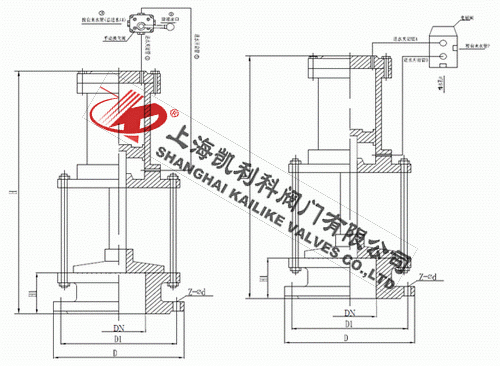 H742X液動池底排泥閥外形結(jié)構(gòu)圖