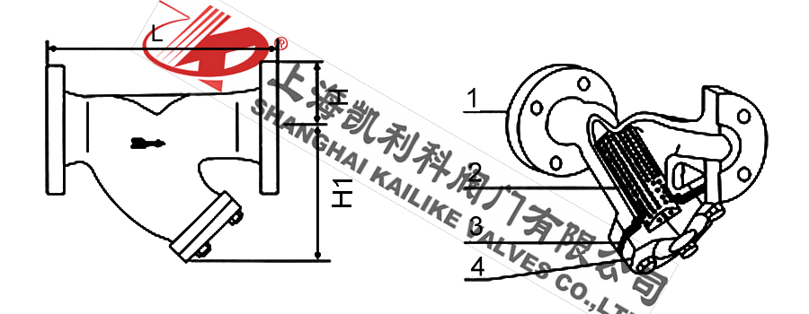 GL41H 不銹鋼法蘭過濾器外形結構圖
